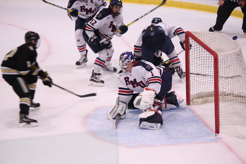 The Colonials three goals in the first period wasnt enough as RMU fell at the hands of the Lakers on the road. 