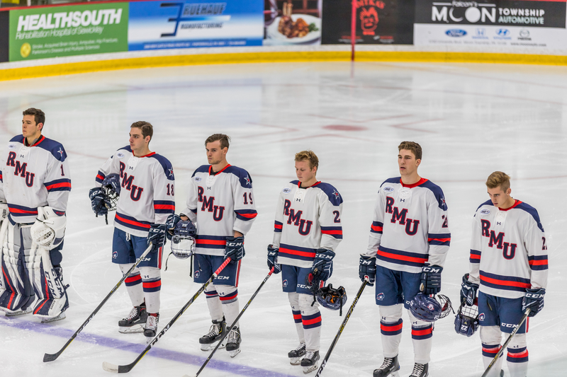 A moment of silence was held before the RMU-RIT game on Saturday in remembrance of those lost in the days mass shooting in Squirrel Hill