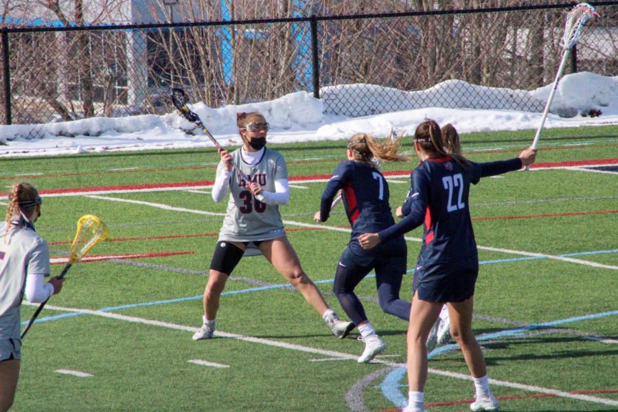 Mackenzie+Gandy+tied+the+all-time+points+record+at+RMU+as+the+Colonials+toppled+Liberty+9-8.+Photo+Credit%3A+Tyler+Gallo