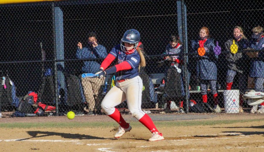 Kristyna Mala drives in a run in game two. Photo Credit: Tyler Gallo
