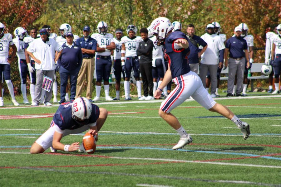 Nick Bisceglia attempts a kick against Howard. Photo credit: Tyler Gallo