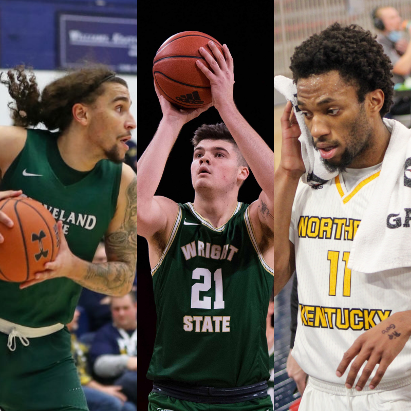 Ethan Morrison ranks his top three Horizon League MBB teams. Cleveland State (left), Wright State (center) and Northern Kentucky (right)