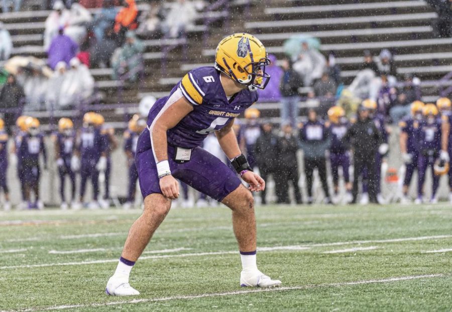Former Albany linebacker Joe Casale has announced his commitment to Robert Morris. Photo credit: Albany Athletics