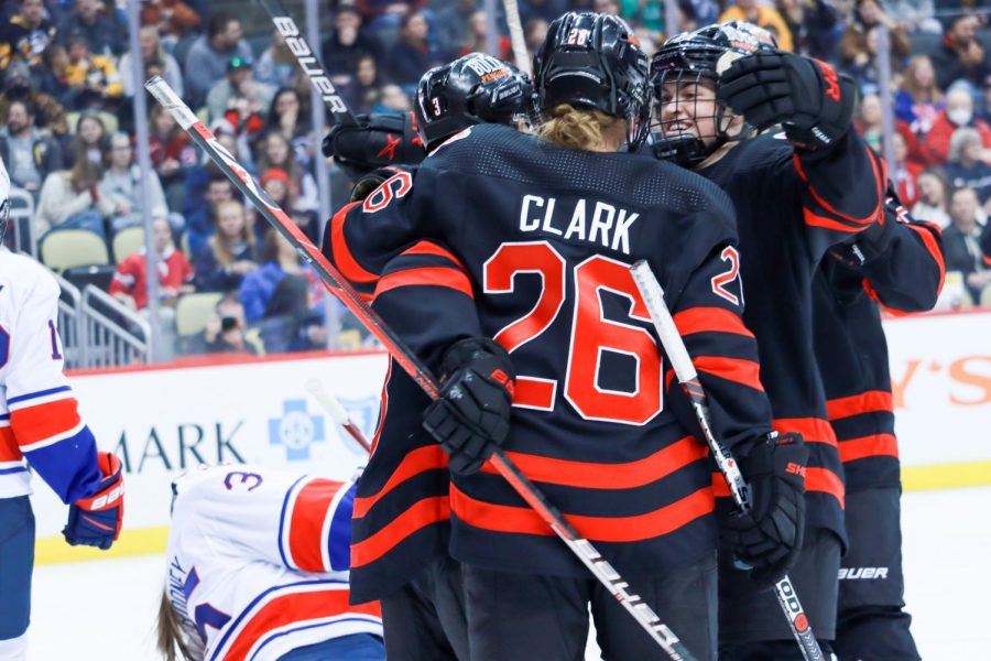 Team+Canada+celebrates+a+goal.+Photo+Credit%3A+Ethan+Morrison