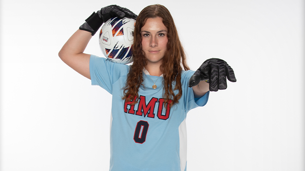 The graduate senior is the first Colonial keeper to begin a season with two clean sheets since 2008 Photo credit: RMU Athletics