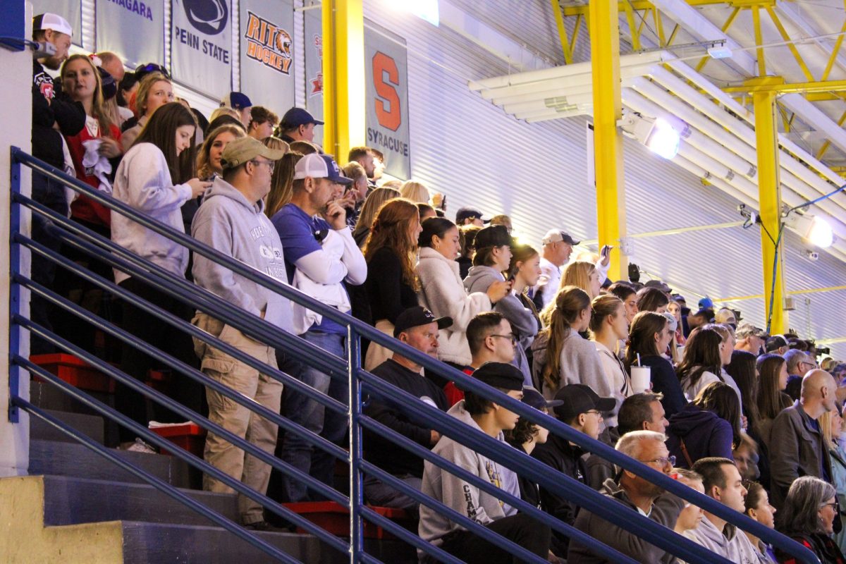 The crowd was packed for the RMU mens hockey home opener. Photo credit: Samantha Dutch