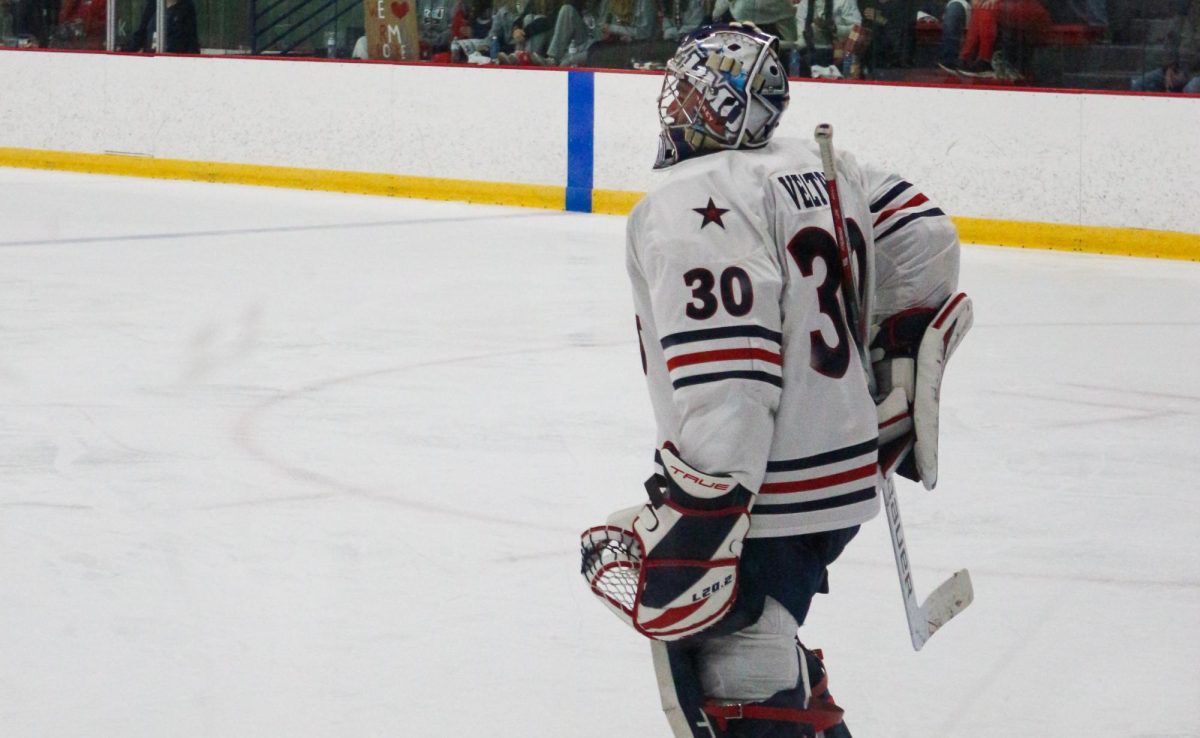 Veltri had 73 saves on 75 shots including a shutout in the 3-0 win Sunday night over Bowling Green Photo credit: Nathan Kingston