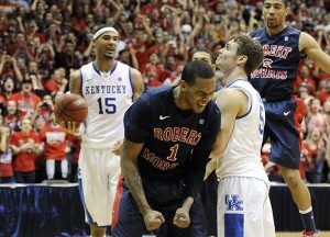 One of the most iconic moments in NIT history was Robert Morris stunning Kentucky in 2013 at Moon Township Photo credit: Don Wright/AP